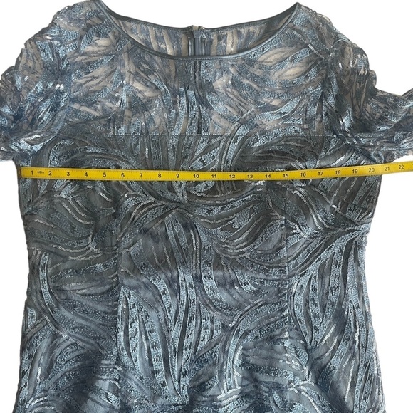 Tahari ASL Periwinkle Blue Sequin Lace Overlay Cocktail Dress Women's 16 - Picture 5 of 14
